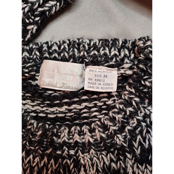 Men's Daniel Kimsy Open Stitch Pullover Crewneck Sweater Black White Medium - Picture 5 of 6